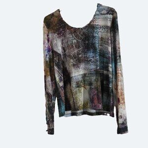 Steilmann Abstract Artistic Print Long Sleeve Top Size 12